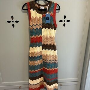 HUNTER BELL Scalloped Wave Knit Dress